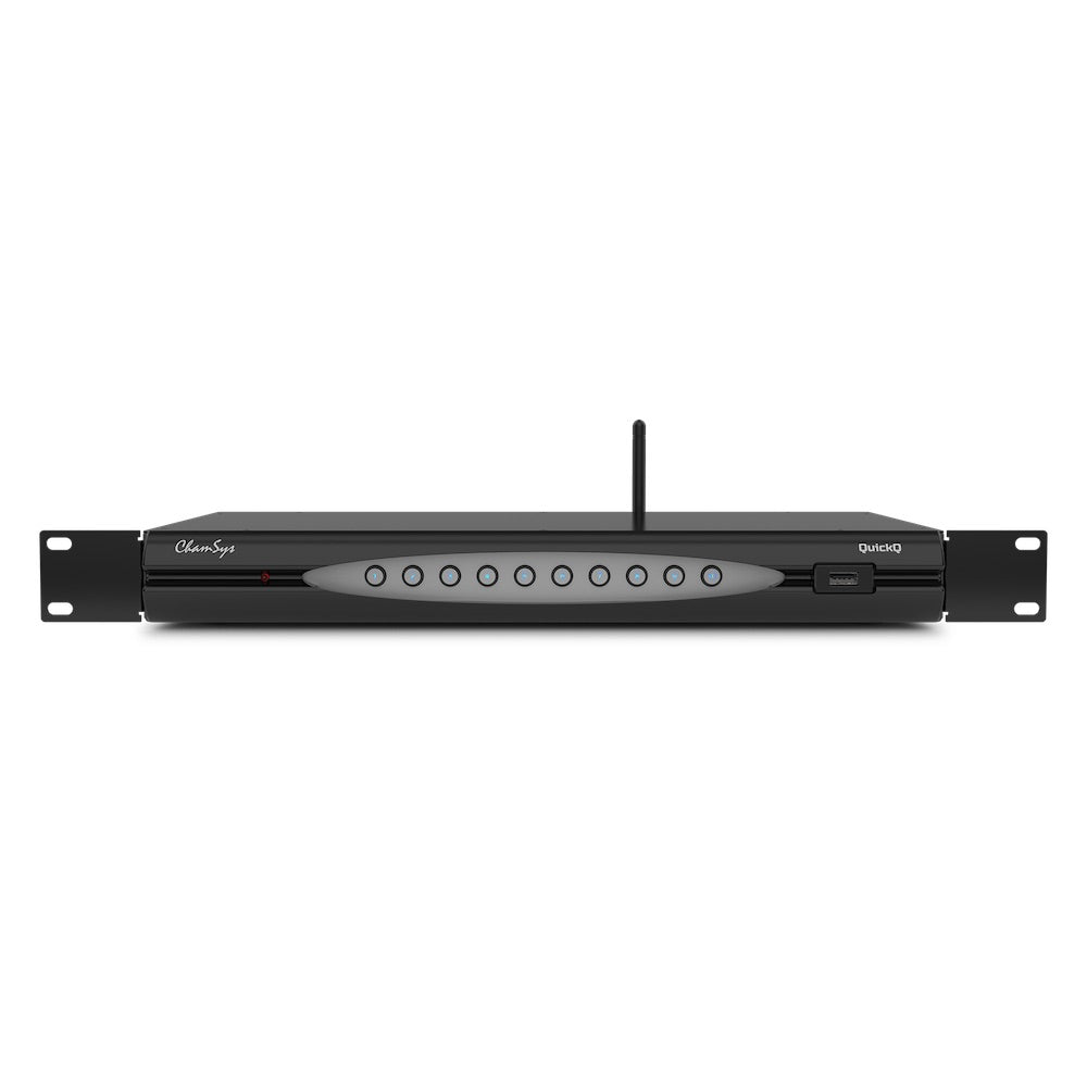 ChamSys QuickQ Rack - Rackmount Lighting Console, front view with rack ears