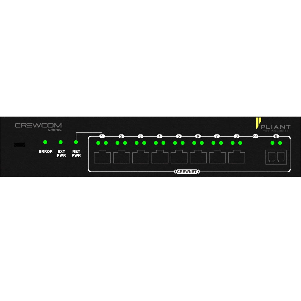 Pliant Technologies CrewCom 8-Port Copper Hub, front