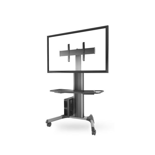 Chief LPAUB Large Fusion Manual Height Adjustable Mobile AV Cart shown with FA610Shelf, FCA650 CPU holder, and screen mockup