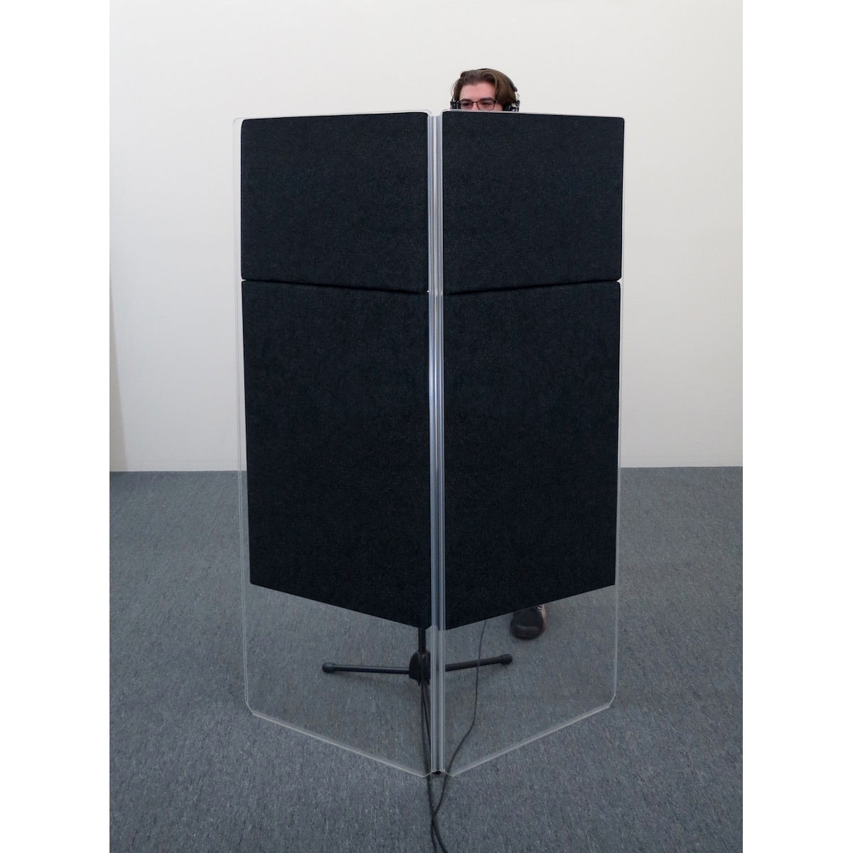 ClearSonic GP50 - GoboPac 50 - Studio Sound Isolation System, shown with person