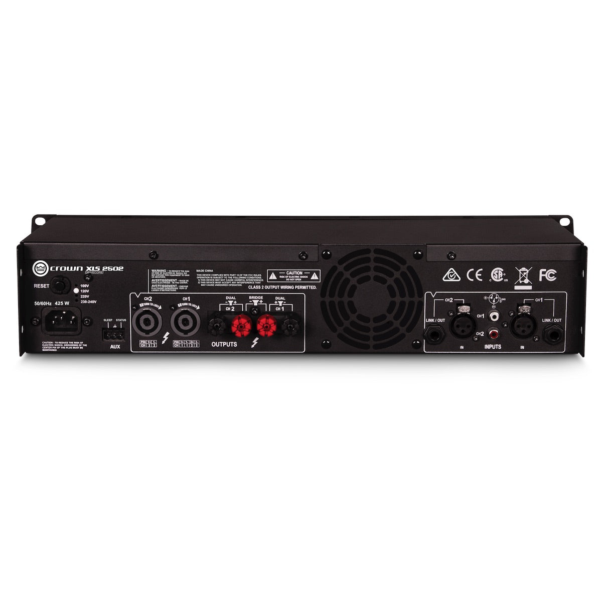 Crown XLS 2502 DriveCore 2 - Two-channel, 775W Power Amplifier, rear