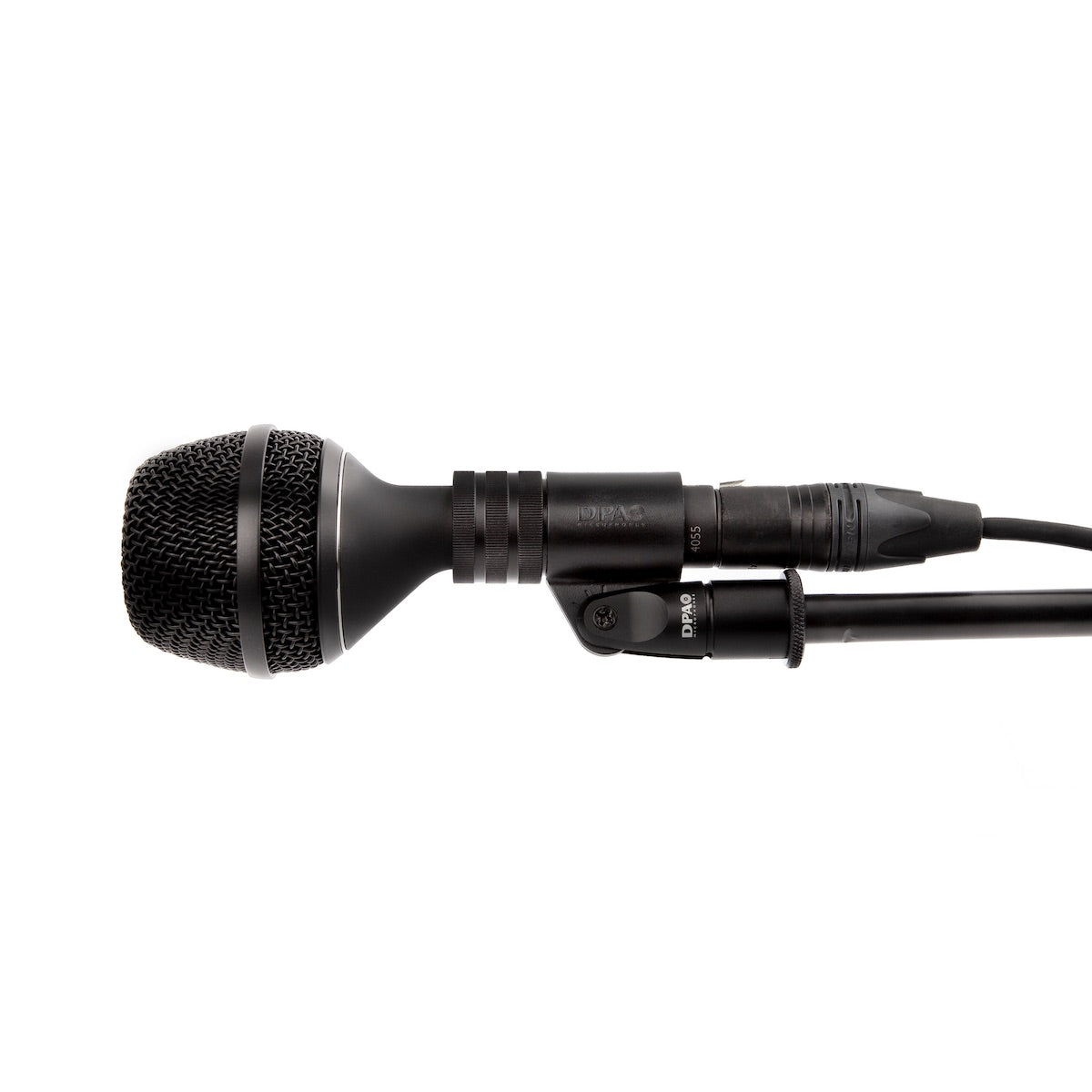 DPA 4055 Kick Drum Microphone, mounted on a stand boom