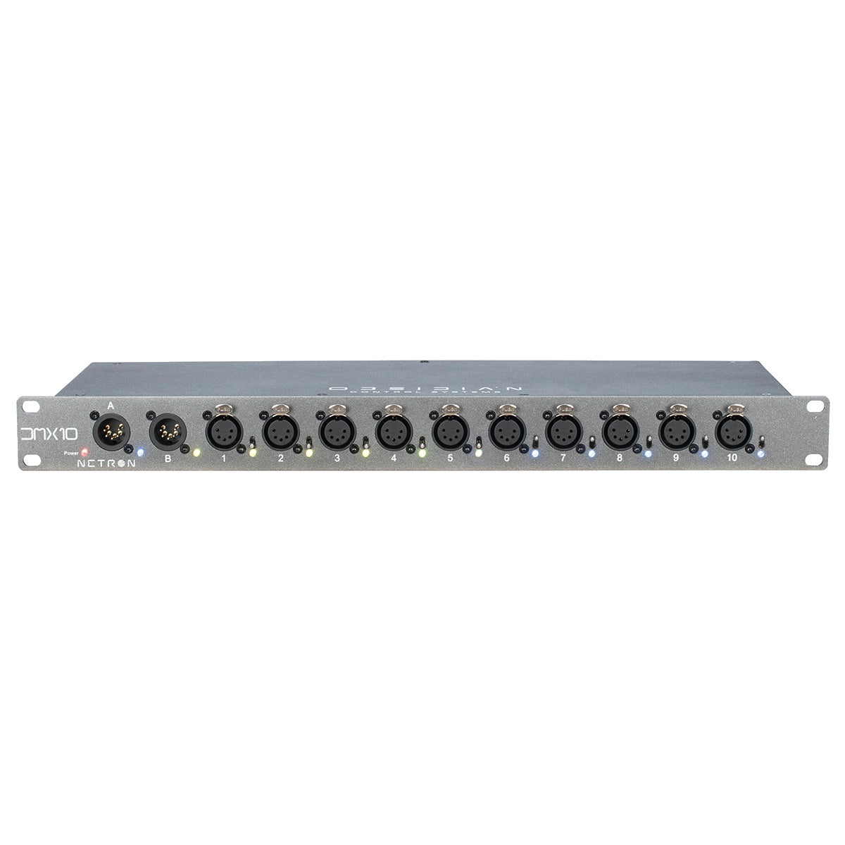 Obsidian Netron DMX10-5 - Rackmount 5pin DMX 10-Port Dual Input A-B Splitter, front