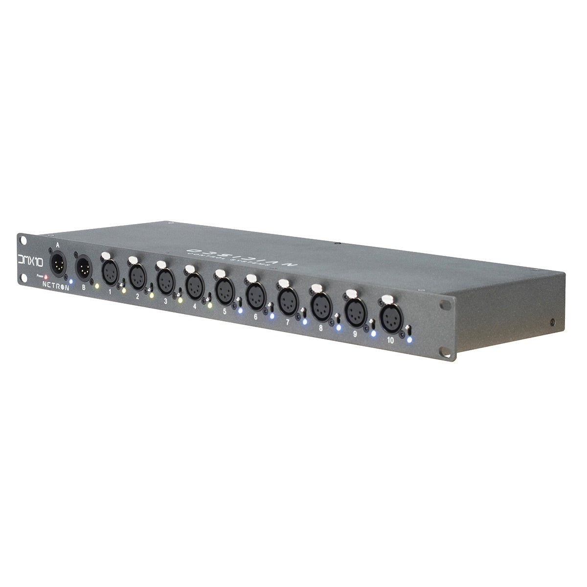 Obsidian Netron DMX10-5 - Rackmount 5pin DMX 10-Port Dual Input A-B Splitter, left