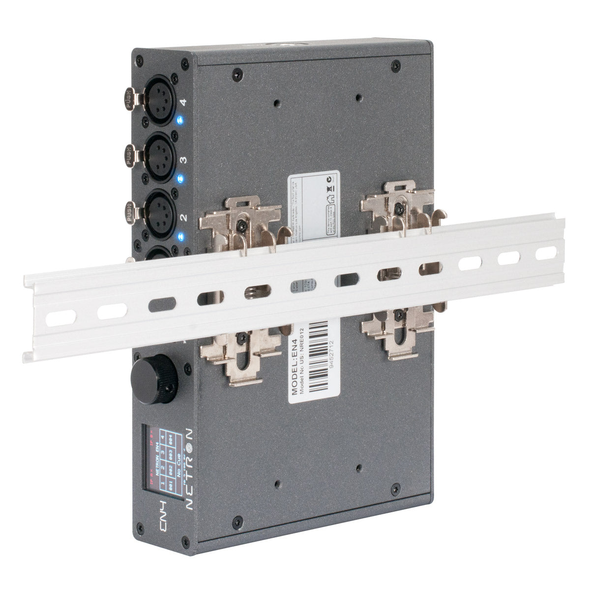 Elation EN4 - 4 x 5-pin XLR Port to DMX Node, vertical rail mount