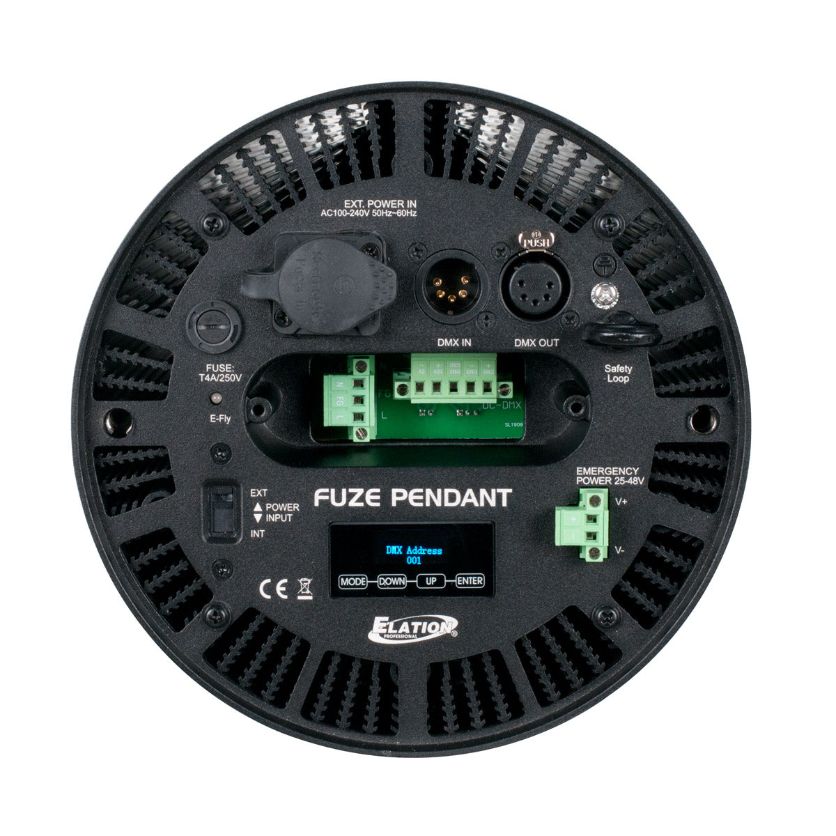 Elation FUZE PENDANT - 11,000 Lumen LED House Light, rear open