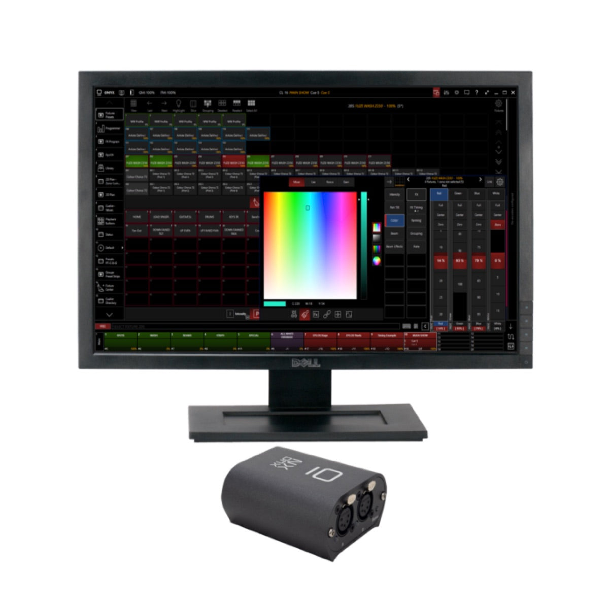 Elation NX DMX - USB to DMX/RDM Interface, software user interface on a desktop