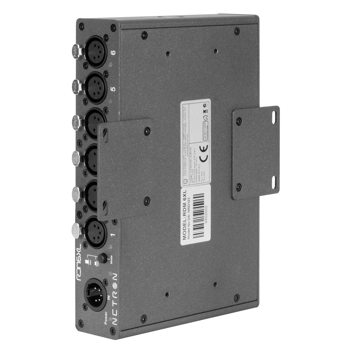 Elation RDM 6XL - 6 x 5-pin XLR DMX RDM Splitter, vertical bracket mount