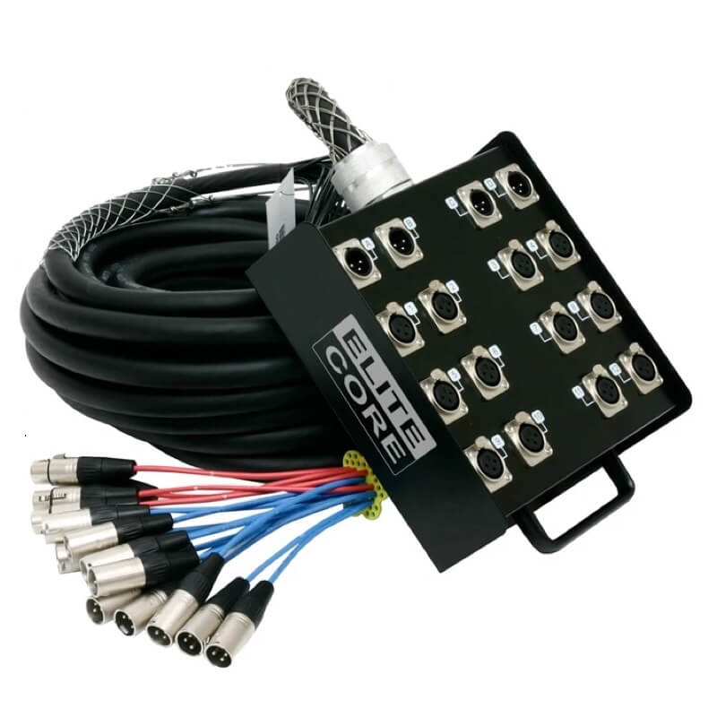Elite Core PS12450 - 12 x 4 Channel Box-to-Fan Stage Snake, 50-ft