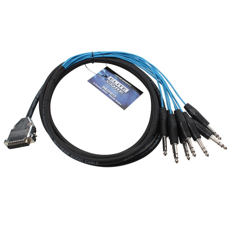 Elite Core DB25Q10 - 25-pin Analog D-Sub to 8 TRS Male Breakout Snake