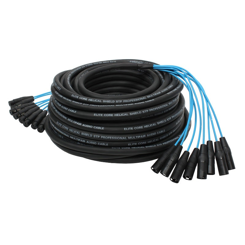 Elite Core PEX8100 - 8-Channel, Fan-to-Fan XLR Extension Snake, 100-ft