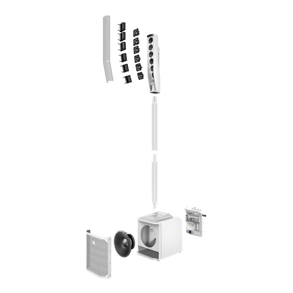 Electro-Voice Evolve 30M - Portable Powered Column System, white full system exploded