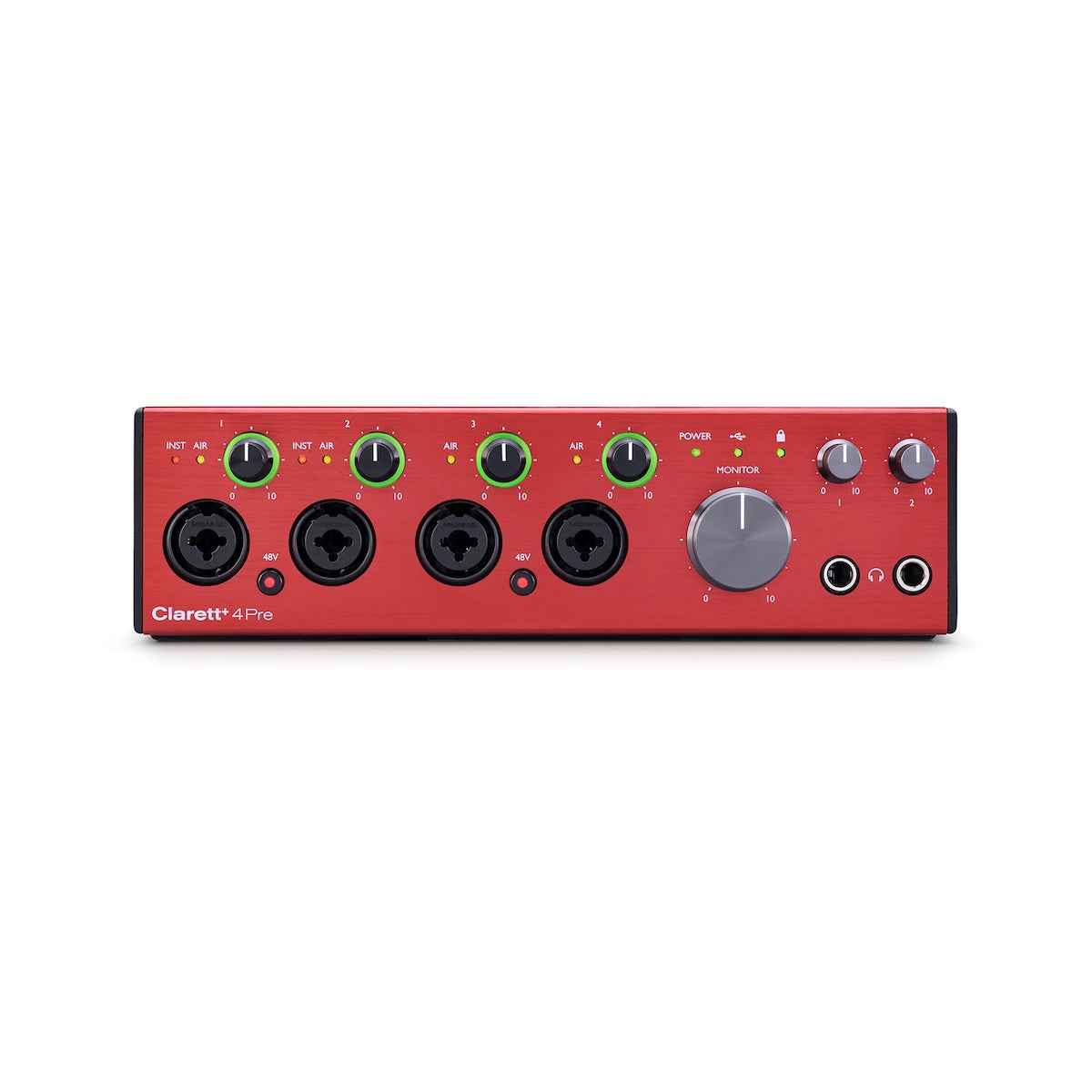 Focusrite Clarett+ 4Pre - USB-C Audio Interface with 18-in/8-out, front
