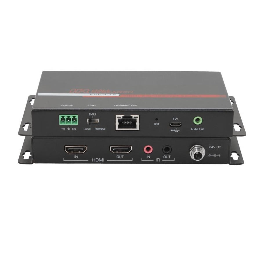Hall Technologies ECHO-1S - 1-Channel HDBaseT Sender, front and rear views