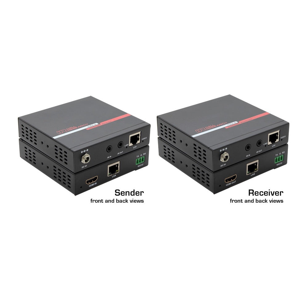Hall Technologies HBX - HDMI Extender Kit (Sender & Receiver), front and back views