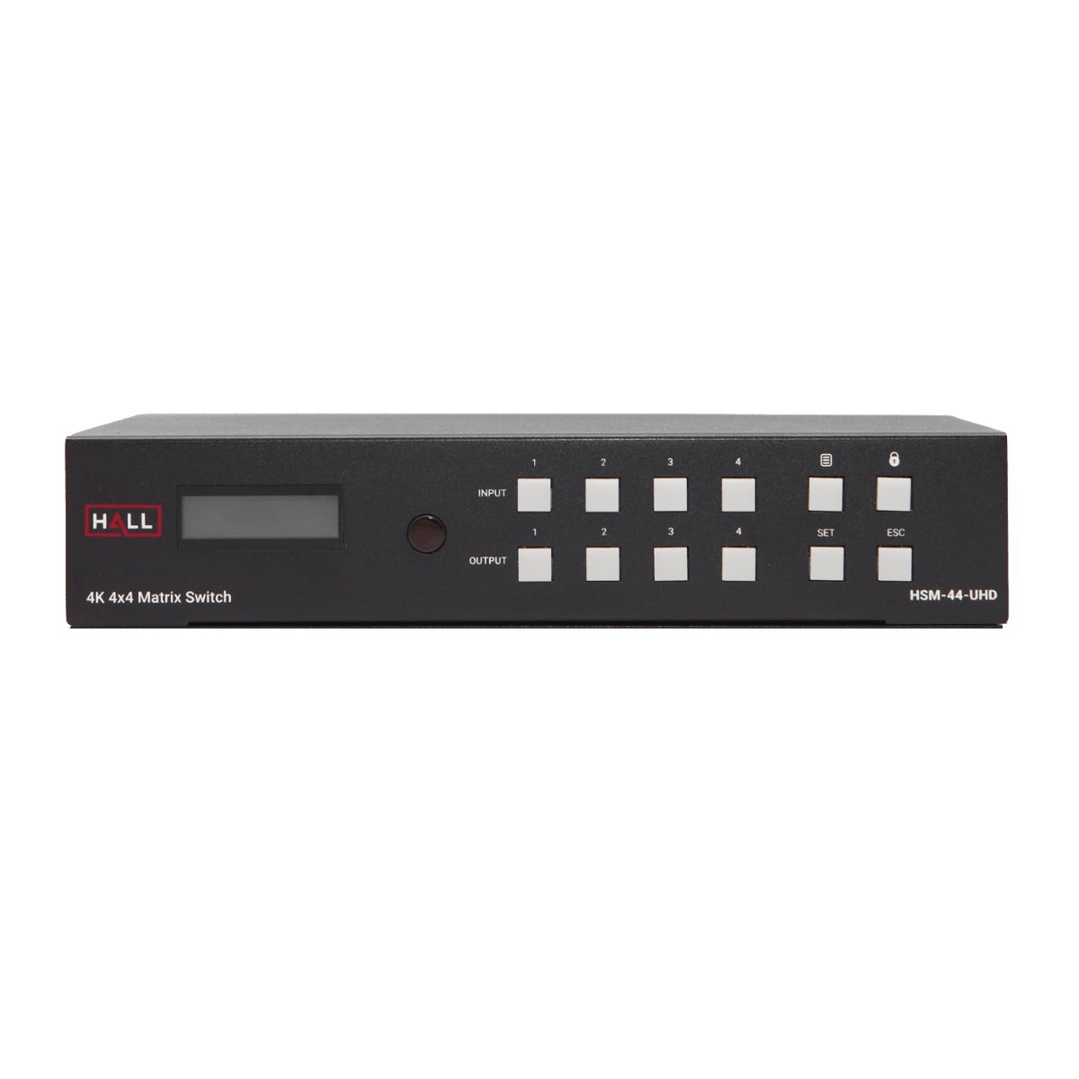 Hall Technologies HSM-44-UHD - 4K 4x4 Matrix Video Switcher, front