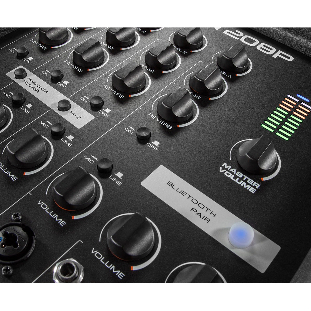 JBL EON208P - Portable 2-way PA with 8-ch Powered Mixer and Bluetooth, mixer detail