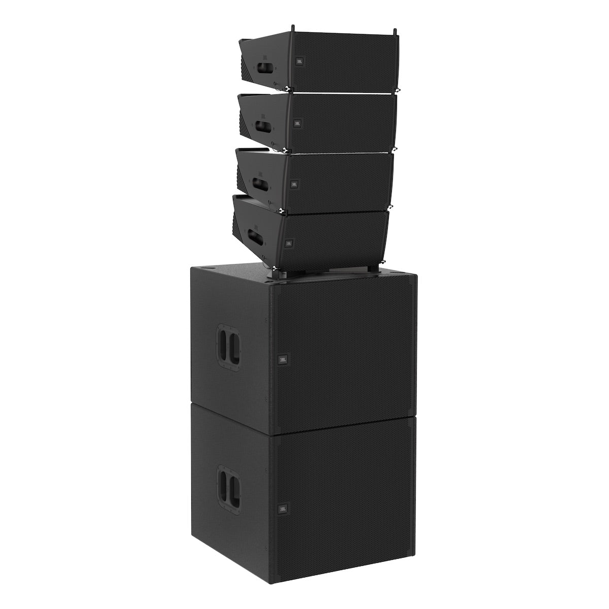 JBL SRX906LA - Dual 6.5-inch Powered Line Array Loudspeaker, 4 speaker and 2 sub ground stack configuration