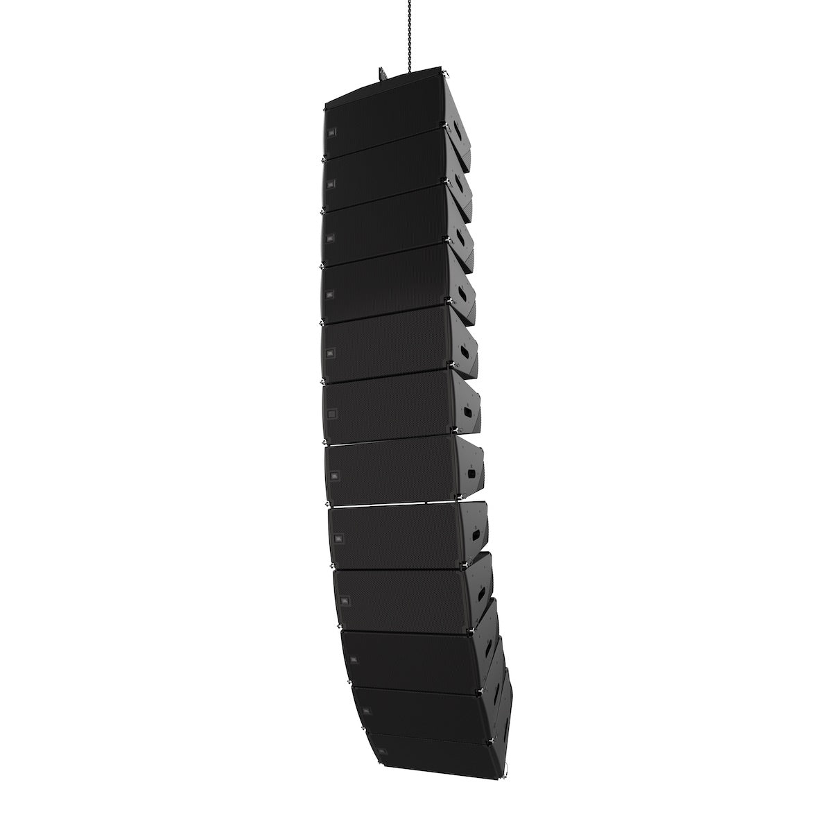 The JBL SRX910LA - Dual 10-inch Powered Line Array Loudspeaker, 12 speaker flown configuration