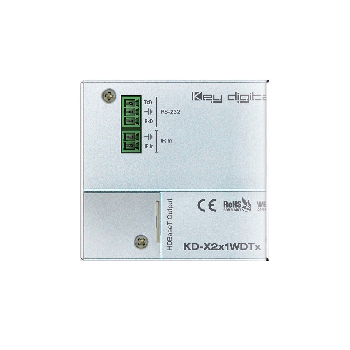 Key Digital KD-X2x1WDTx - 4K/18G HDBaseT Wall Plate Switcher, HDMI & DisplayPort, rear