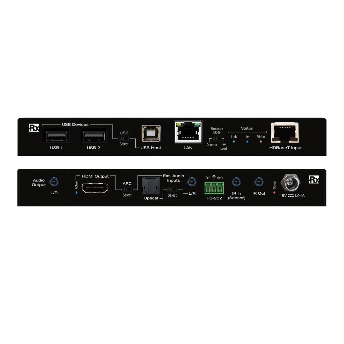 Key Digital KD-XPS22U - Receiver, front and rear views