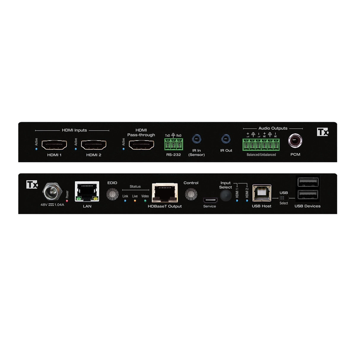 Key Digital KD-XPS22U - Transmitter, front and rear views