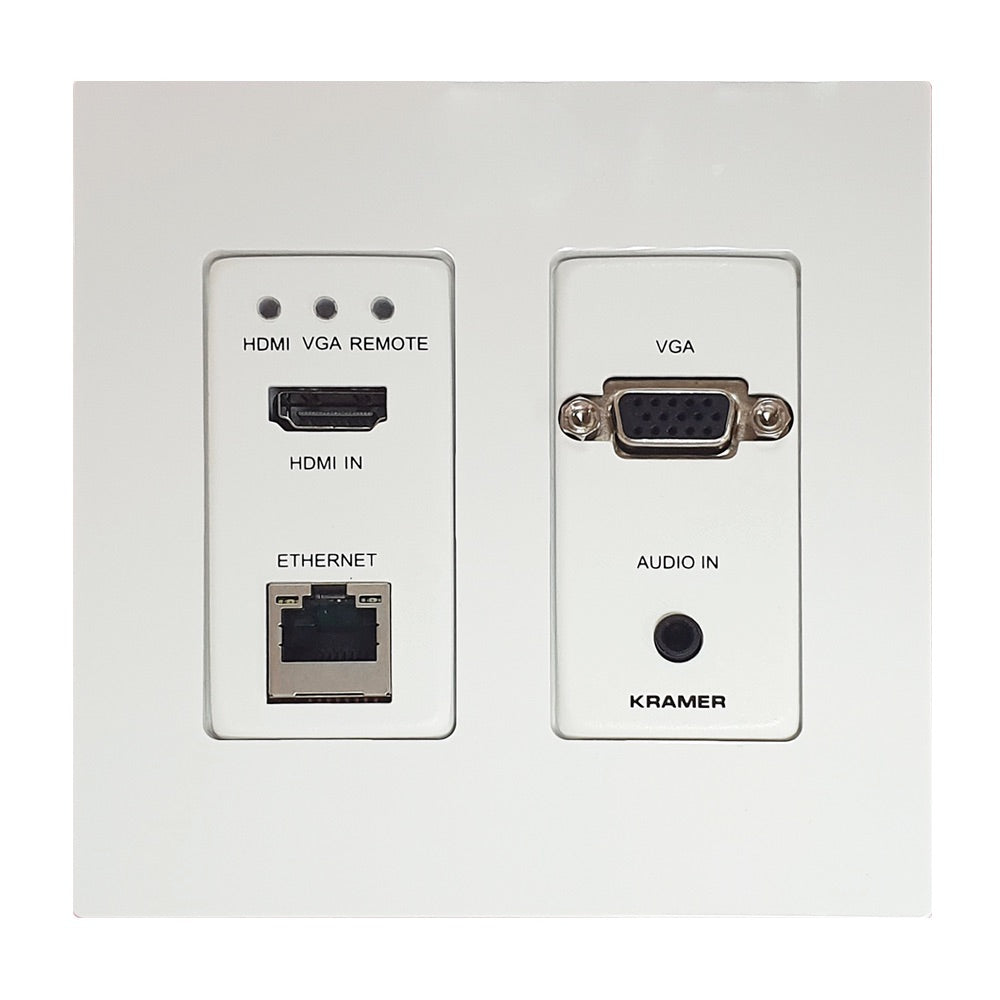 Kramer KIT-401/US-D(W) - 4K Auto–Switcher/Scaler Kit over Long–Reach HDBaseT, wall plate front