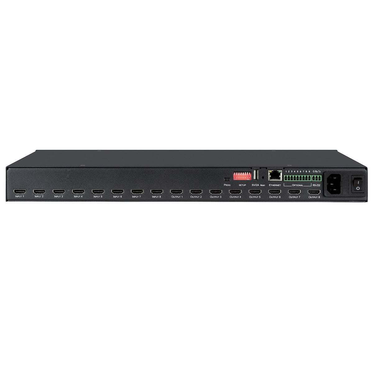 Kramer VS-88H2 - 8x8 4K HDMI Matrix Switcher with Digital Audio Routing, rear