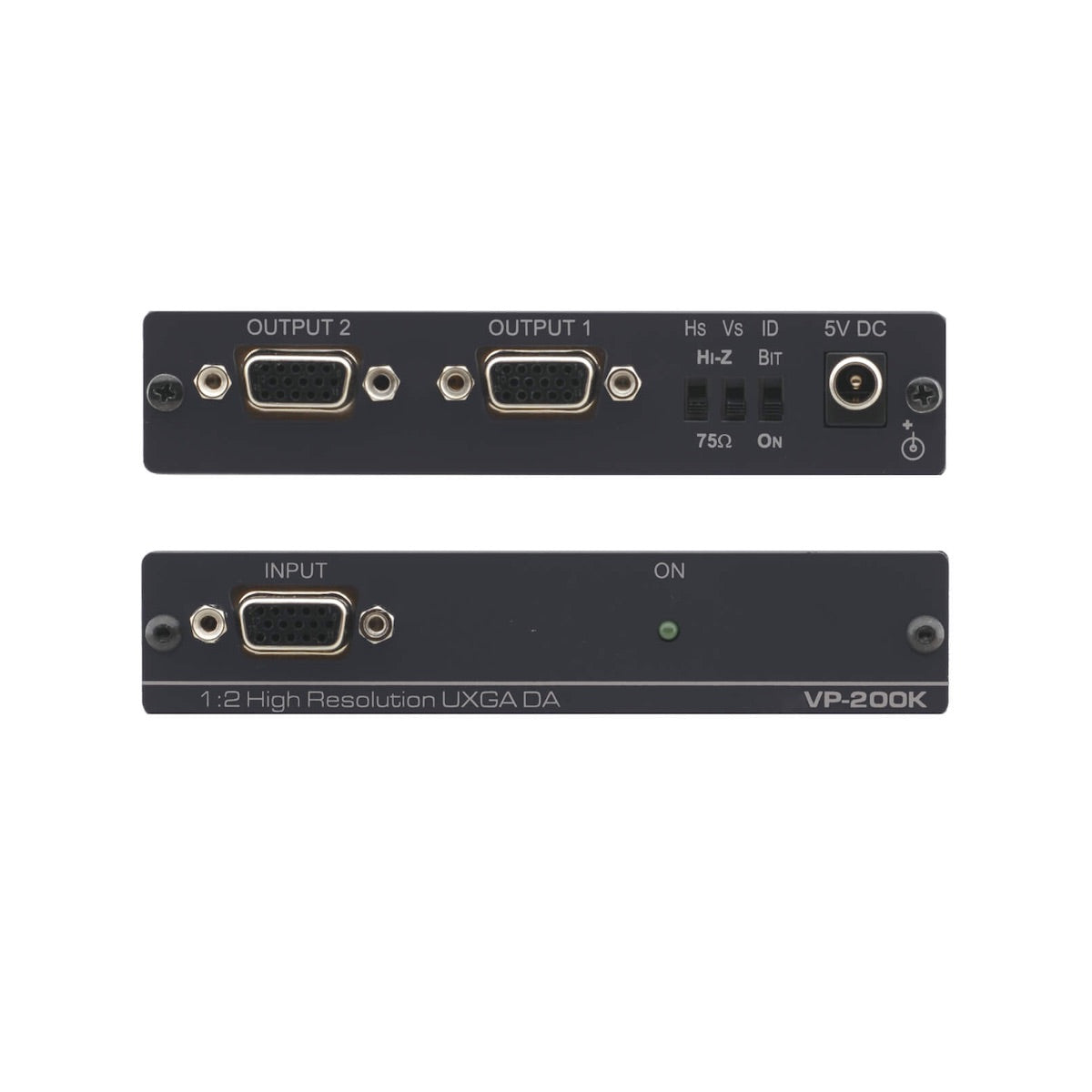 Kramer VP-200K - 1:2 Computer Graphics Video Distribution Amplifier, front and rear views