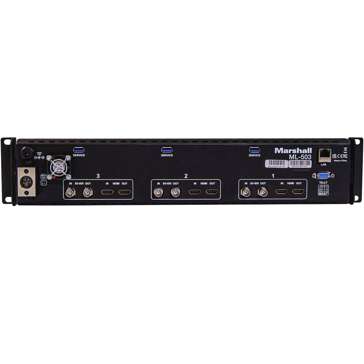 Marshall ML-503 - Triple 5" Rack Monitor with 3G-SDI & HDMI Inputs, rear