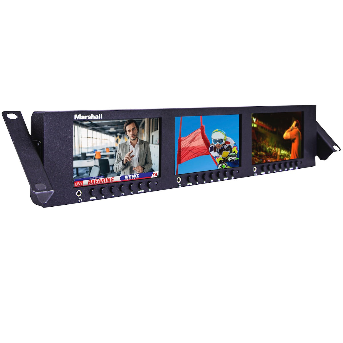 Marshall ML-503 - Triple 5" Rack Monitor with 3G-SDI & HDMI Inputs, side tilted view