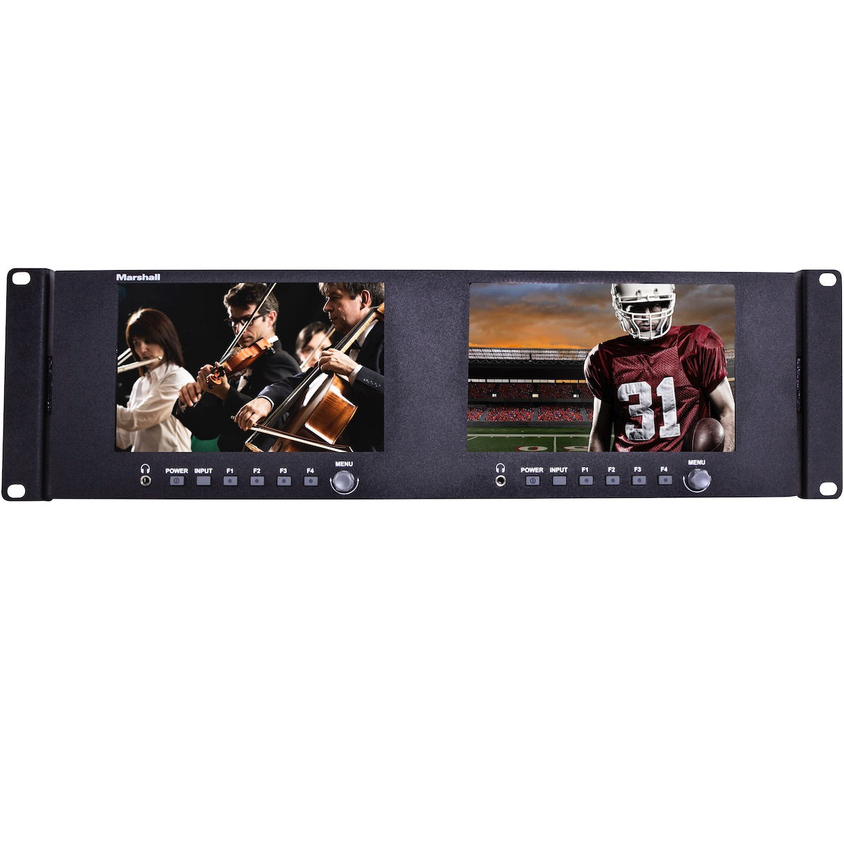 Marshall V-702W - Dual 7" HD Rack Monitor with 3G-SDI & HDMI Inputs, front