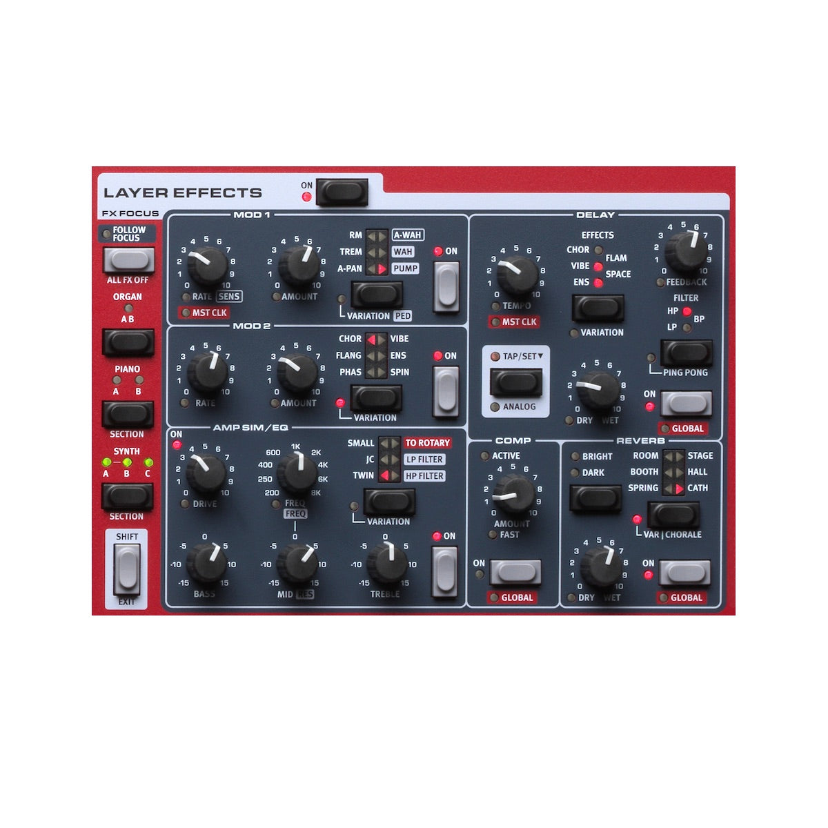Nord Stage 4 layer effects section