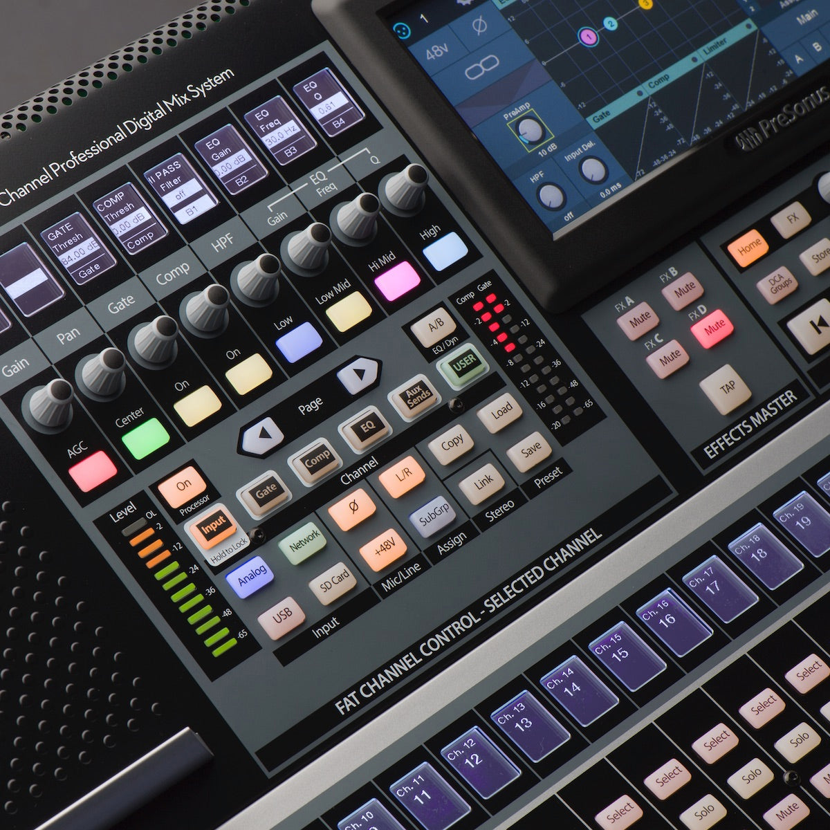 PreSonus StudioLive 32S - 32-channel Digital Mixer with Effects, channel control closeup