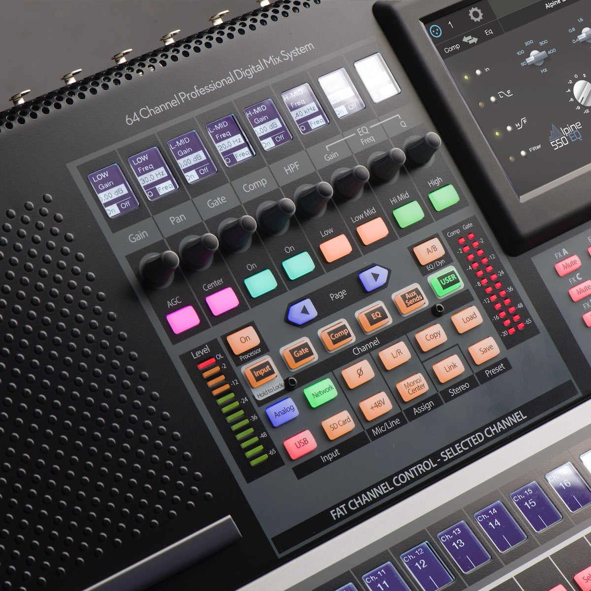 PreSonus StudioLive 64S - 64-channel Digital Mixer with Effects, fat channel control closeup