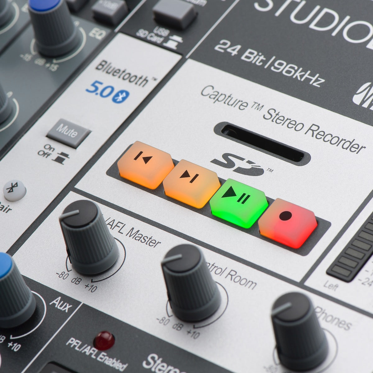 PreSonus StudioLive AR12c - 14-channel Analog USB-C Mixer with Effects, SD slot closeup