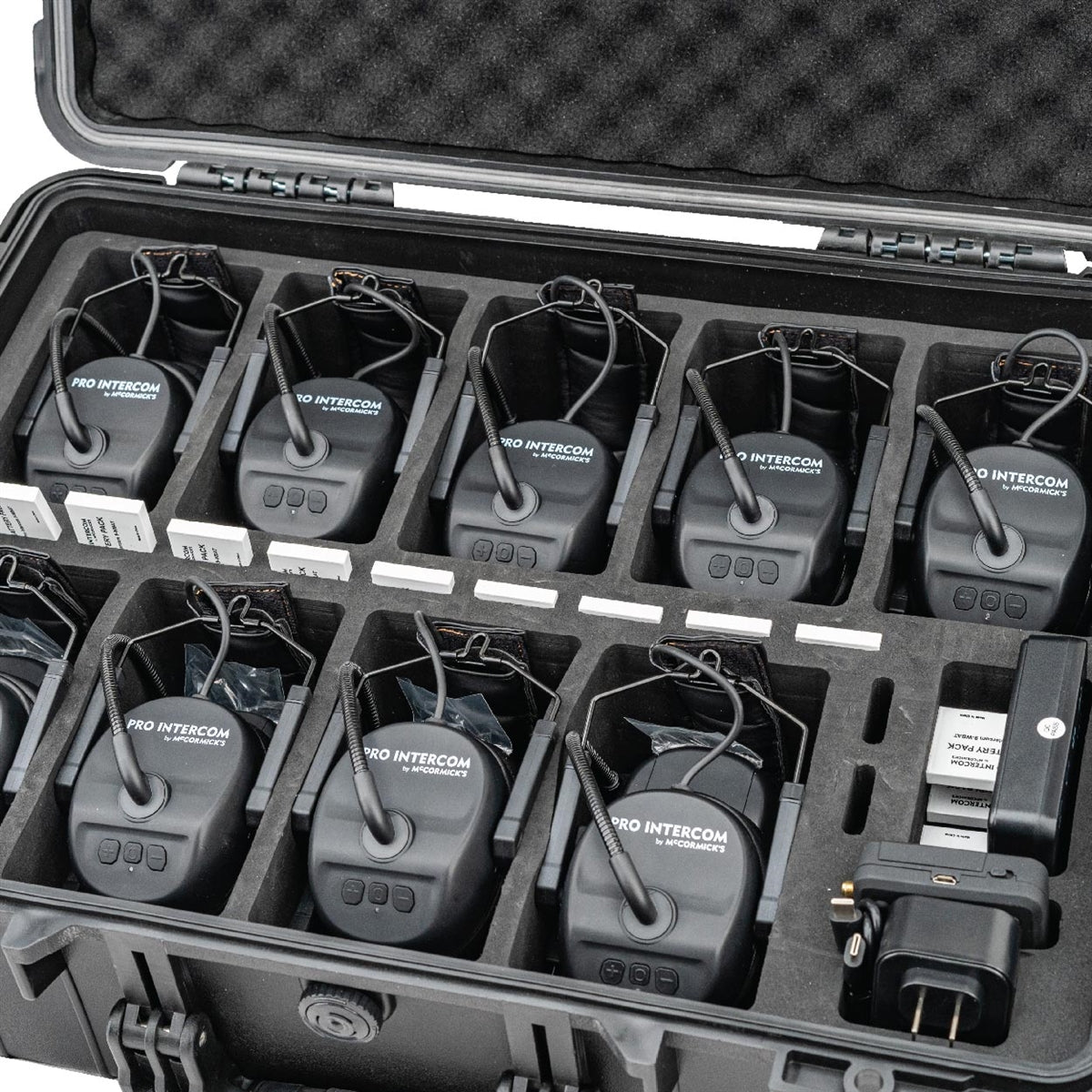 Pro Intercom 9-CASE9 - Case for 9 Wireless Intercom Headsets, closeup