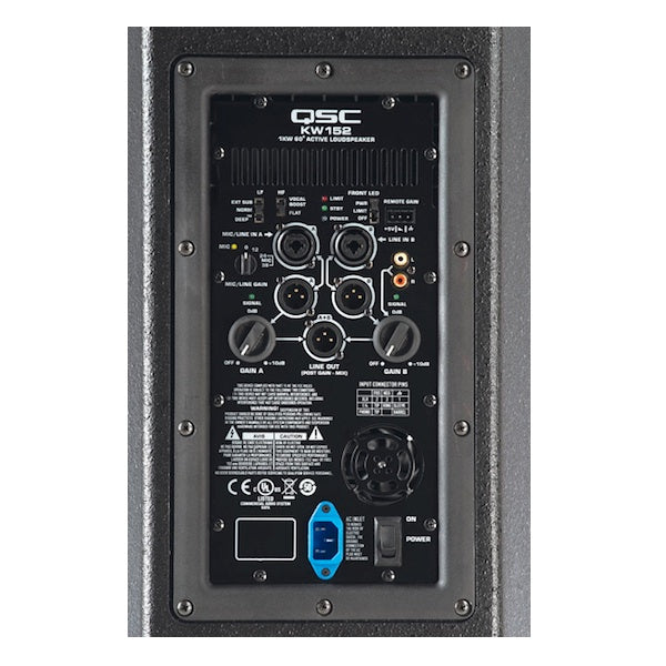 QSC KW152 Powered 15-inch 2-way Loudspeaker, amp panel