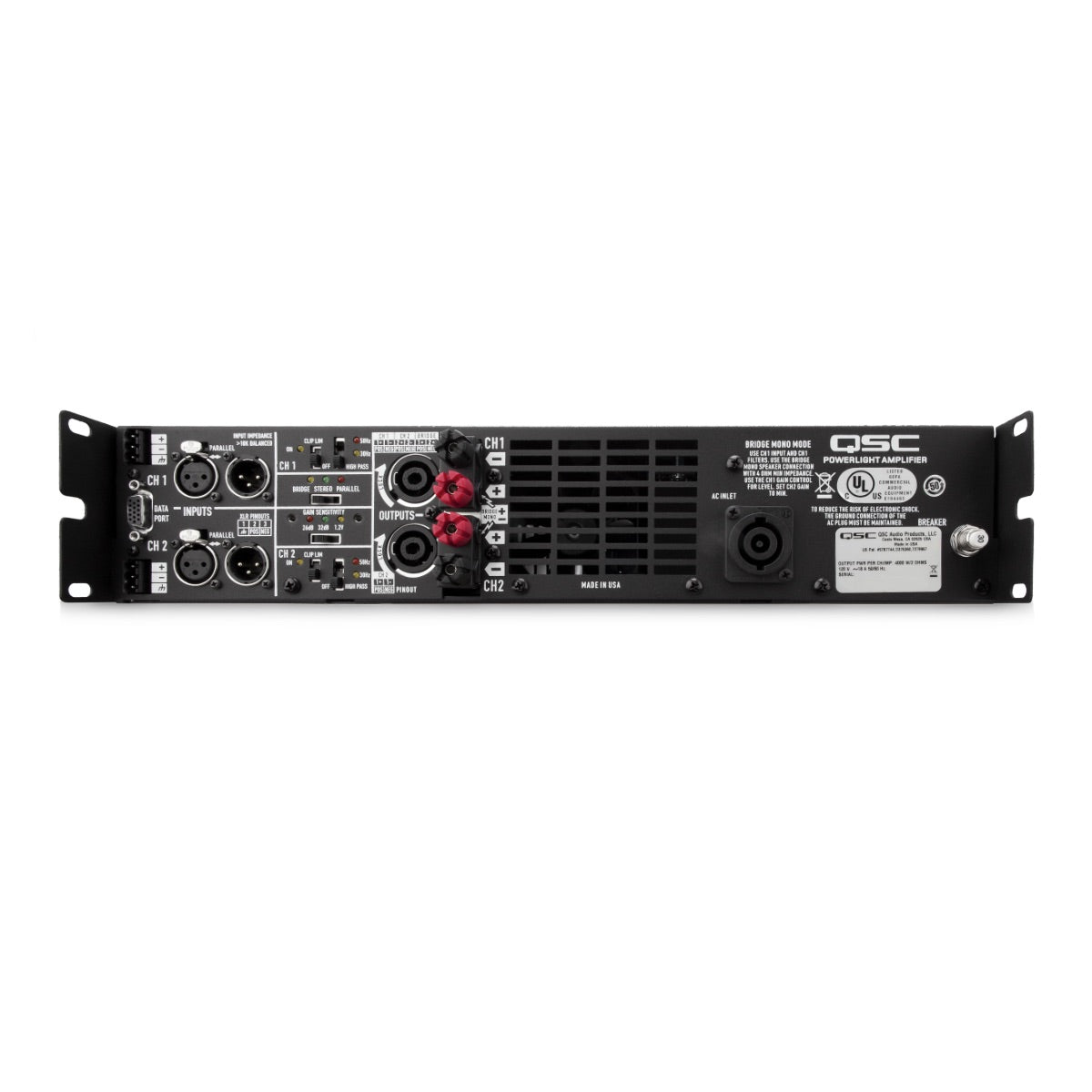 QSC PL380 - PowerLight 3 Series, 2-channel Power Amplifier, rear