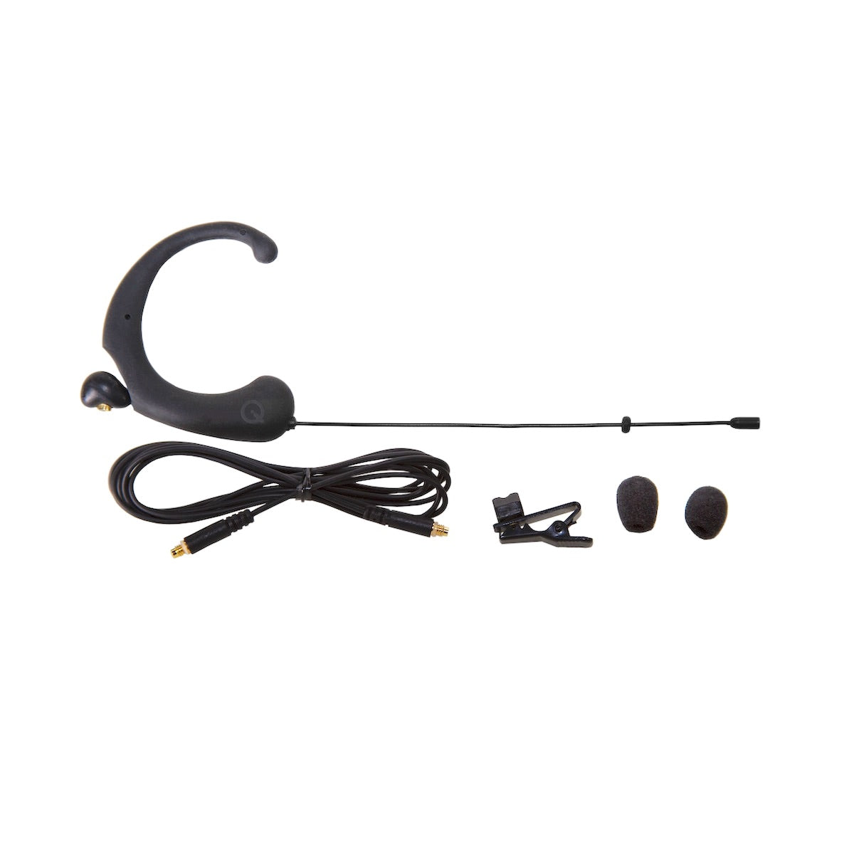 Que Audio DA12 - Single Ear Headworn Omni Microphone, black standard boom