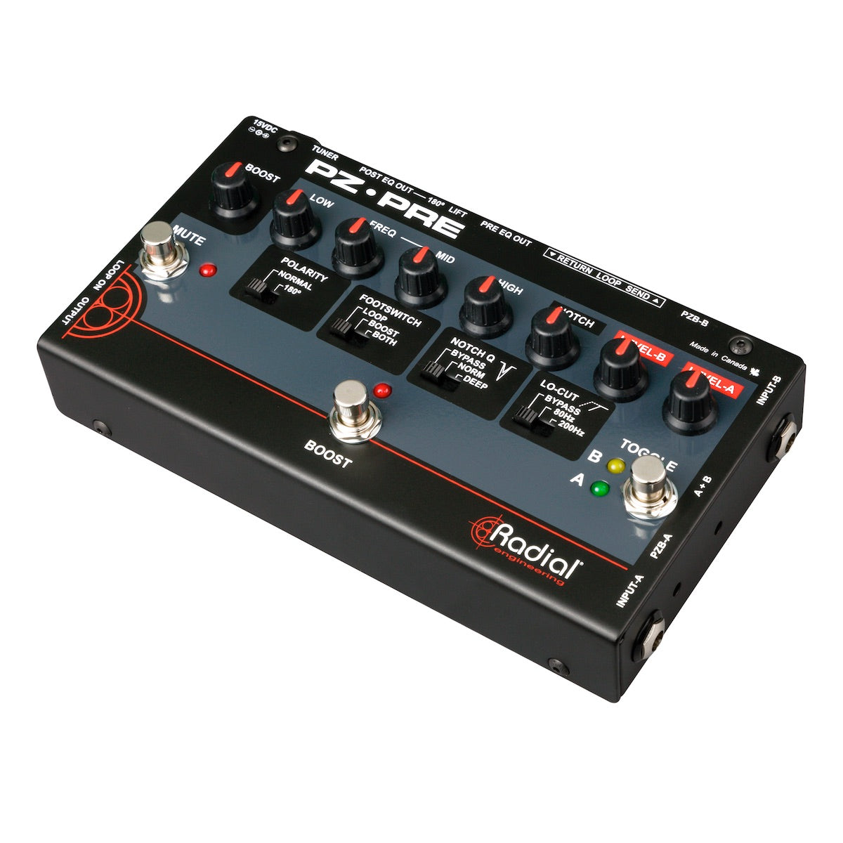 Radial PZ-Pre - 2-Ch Acoustic Instrument Preamp with EQ and Feedback Control