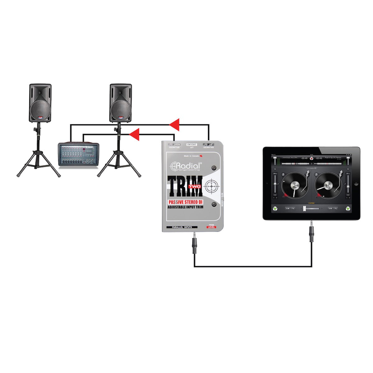 Radial Trim-Two - Stereo Passive Direct Box with Volume Control, application diagram