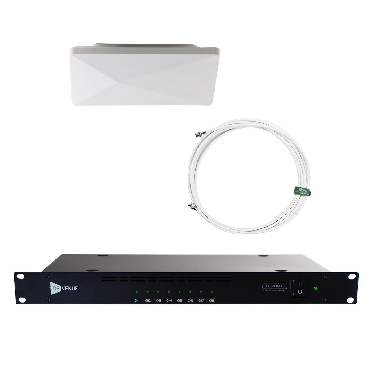 RF Venue CP Architectural Antenna and COMBINE8 Bundle for IEM Systems, white