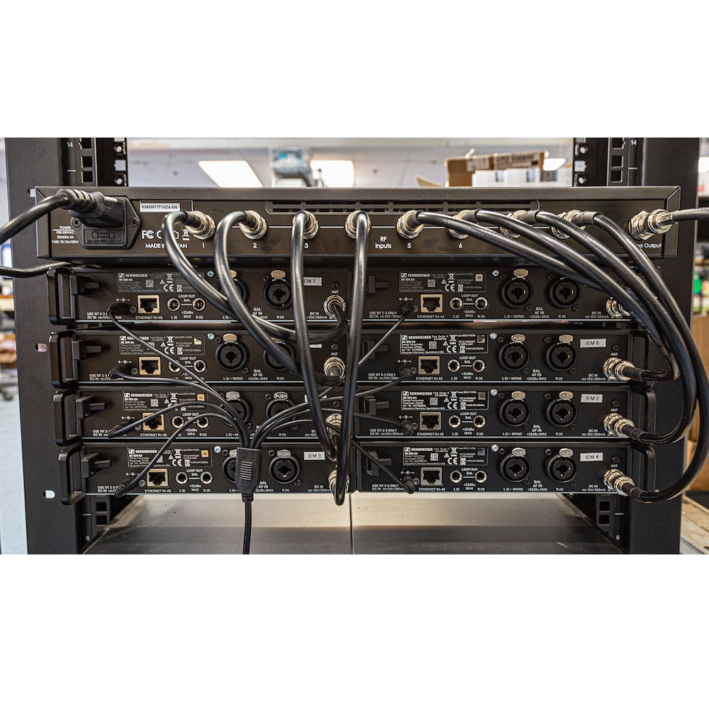 RF Venue COMBINE8 - 8-channel Transmitter Combiner, installed rear view