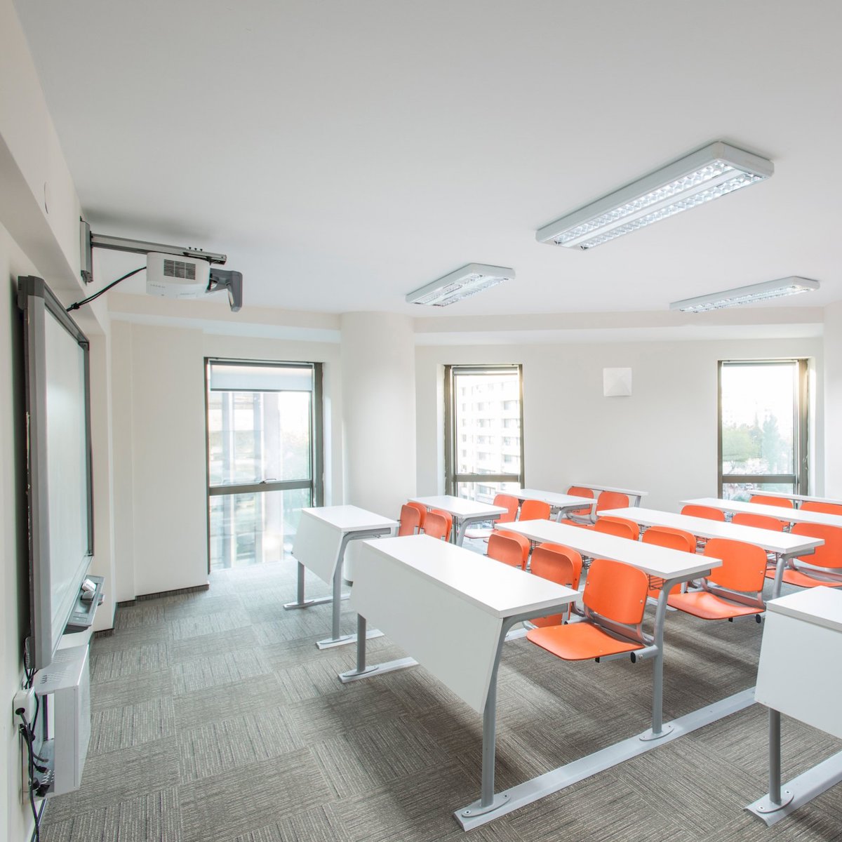 RF Venue Diversity Architectural Antenna for Wireless Microphones, mounted in a classroom