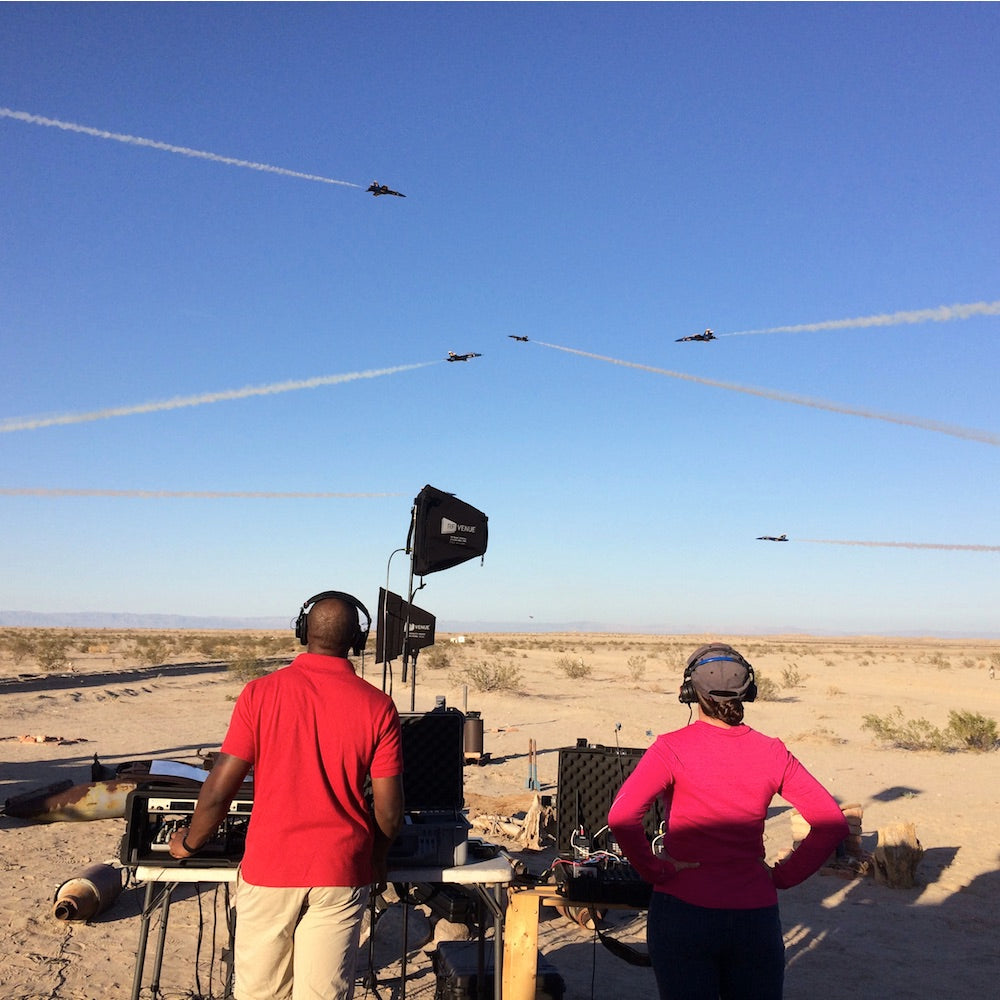RF Venue Diversity Fin Antenna for Wireless Microphone Systems, used outdoors at a Blue Angels event