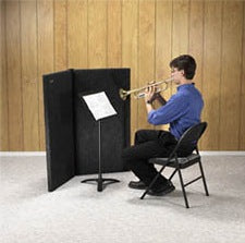 ClearSonic S2444x2 SORBER Sound Absorption Baffles shown with a student practicing trumpet