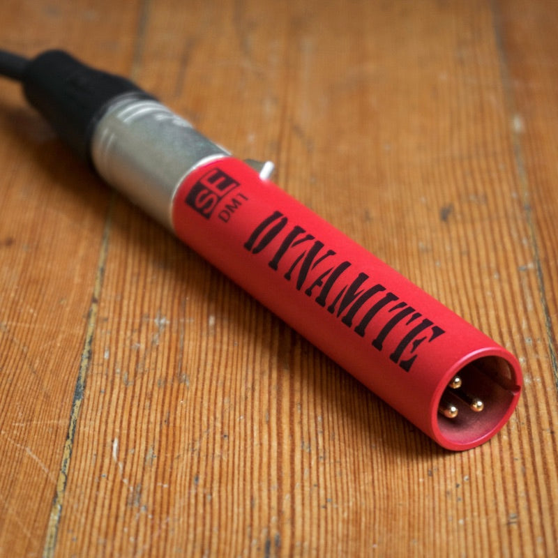 sE Electronics DM1 Dynamite - Active In-line Microphone Preamp, connected to a XLR mic cable