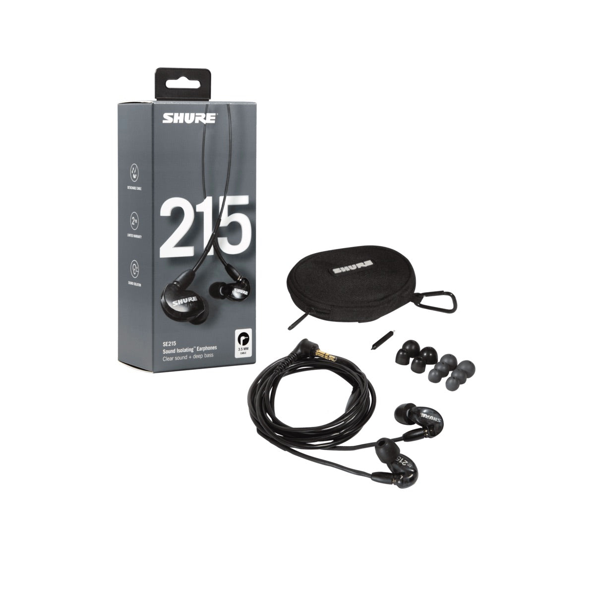 Shure SE215-K - Professional Sound Isolating Earphones, Black, box