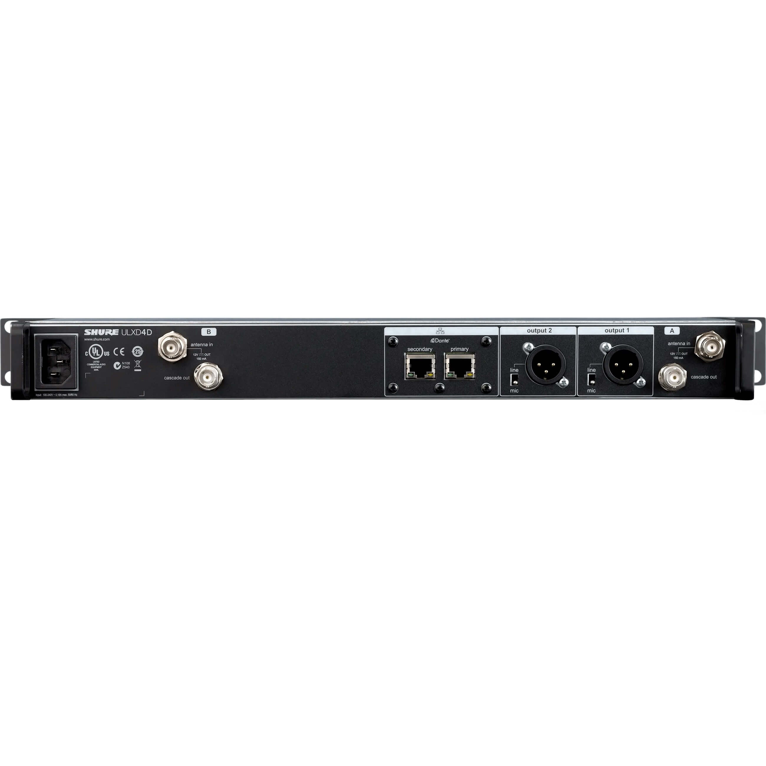 Shure ULXD4D - Dual-Channel Digital Wireless Receiver, rear